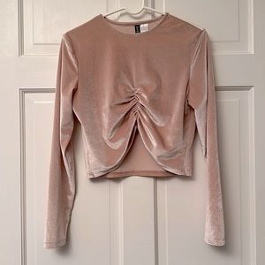 Pink Velour Crop Top